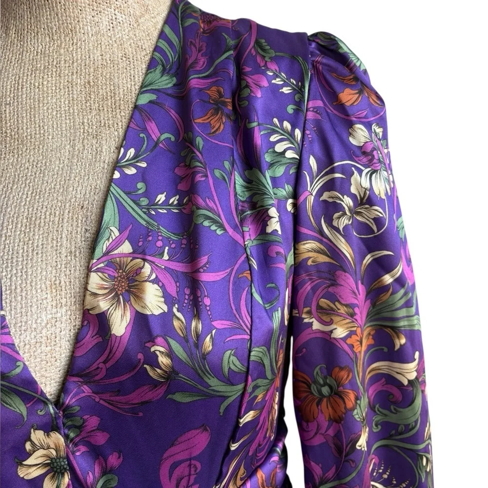 Vanessa Scott Purple Botanical Floral Mini Dress Size SMALL NWT